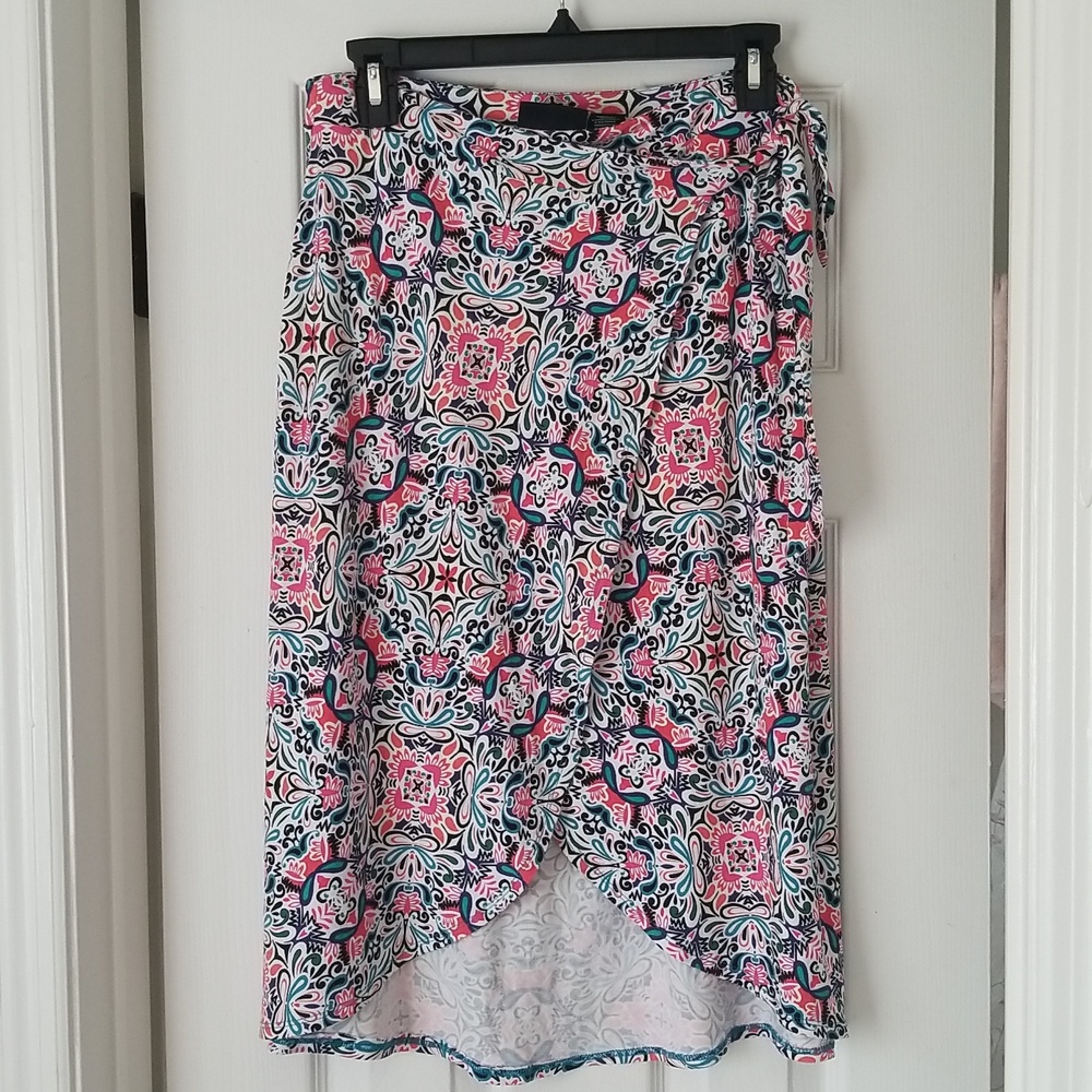 Cynthia Rowley Wrap Skirt in Pink Floral Tile Print